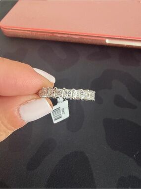 Sterling Silver & Moissanite Eternity Band - Size 8 3.63CTW